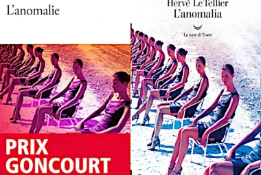 le copertine dell'edizione francese e dell'edizione italiana de "L'anomalia" di Hervé Le Tellier