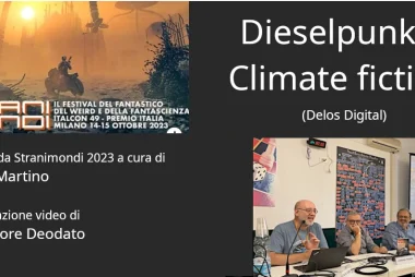 Dieselpunk e Climate Fiction, Stranimondi 2023. da sinistra a destra: Silvio Sosio, Carmine Treanni, Claudio Chillemi